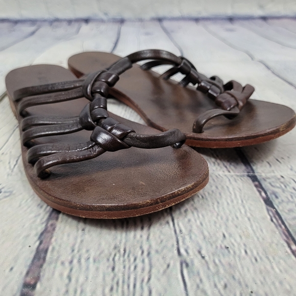 BODRUMLU | thick leather galena artisan boho flat sandals - Picture 3 of 7